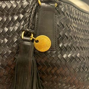 Cole Haan black woven tote shoulder bag.